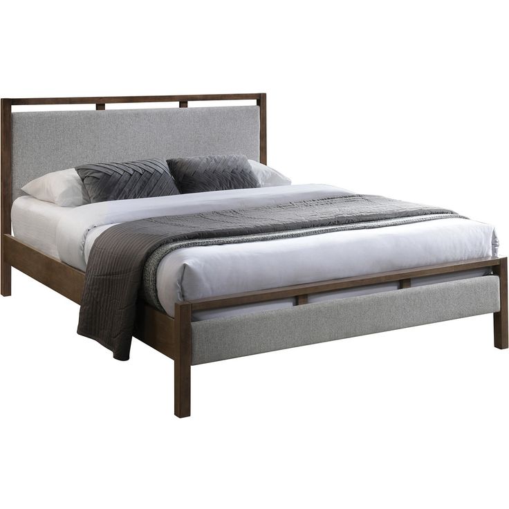 Bed VOKSI with mattress HARMONY DELUX 160x200cm, grey