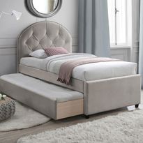 Sänky Home4You LARA patjalla HARMONY UNO 90x200 cm, samppanja, beige