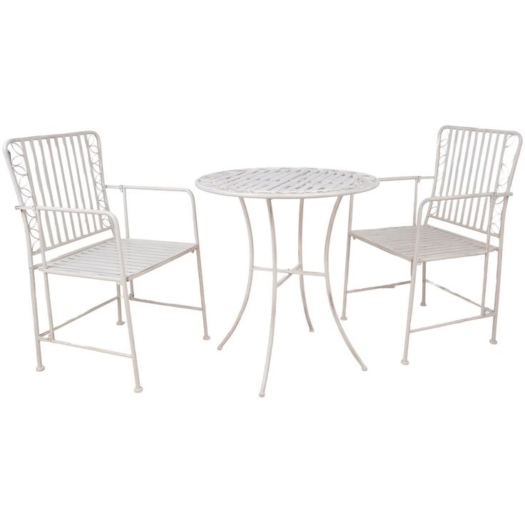 Balcony set JASMINE table and 2 chairs, antique white metal