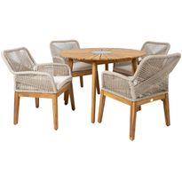 Puutarhakalustesetti Home4You FLORIDA pöytä ja 4 tuolia, beige