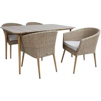Puutarhakalustesetti Home4You NORWAY pöytä ja 4 tuolia, beige