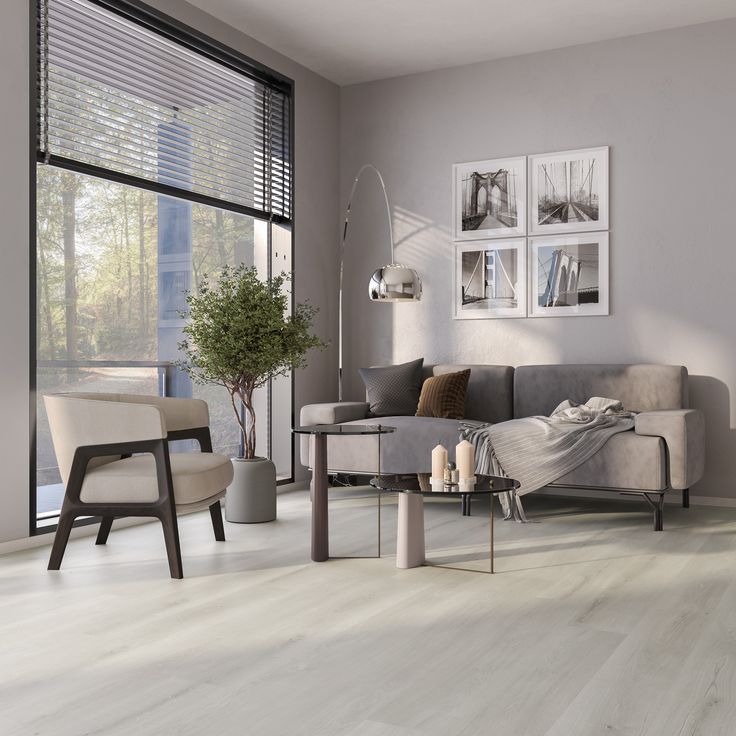 Vinyylilankku Karitma Premium Rigid Vinyl 7015 Silver Oak, vaaleanharmaa, integroitu askeläänieriste
