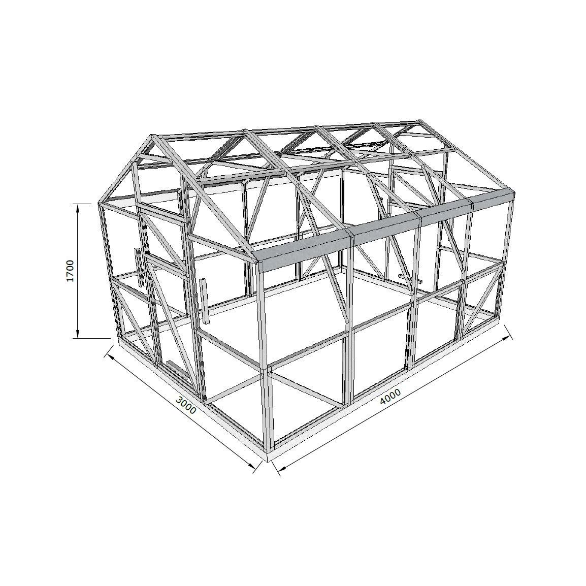 Kasvihuone Ab Polar Classic 3x4m, 4mm polykarbonaatti