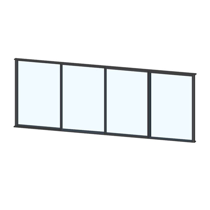 Terassin liukulasi-ikkuna Keraplast 4-os. 1100x3800mm, kirkas/musta
