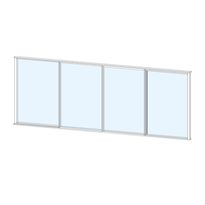 Terassin liukulasi-ikkuna Keraplast 4-os. 1100x3800mm, kirkas/valkoinen
