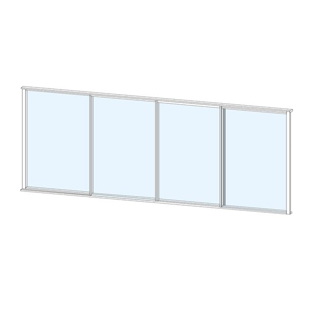 Terassin liukulasi-ikkuna Keraplast 4-os. 1100x3800mm, kirkas/valkoinen
