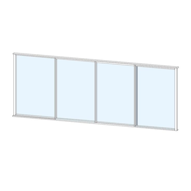 Terassin liukulasi-ikkuna Keraplast 4-os. 1100x3800mm, kirkas/valkoinen