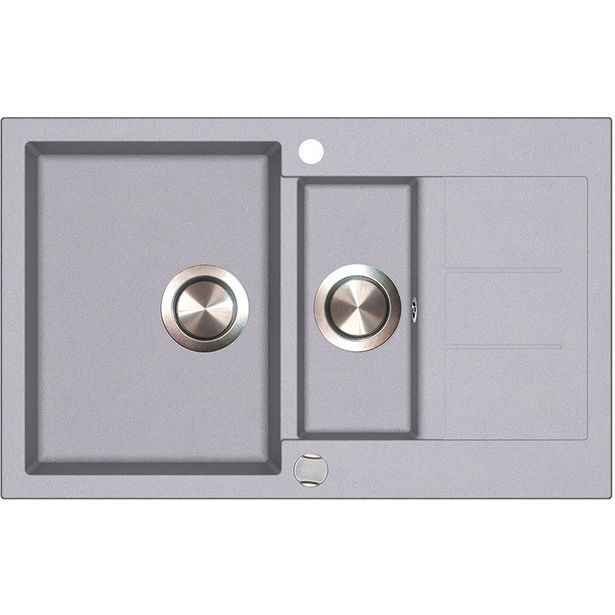 Keittiöallas Kiwi SQT151, 800x495mm, 1,5-altainen, laskutasolla, kvartsikomposiitti, Alumetallic