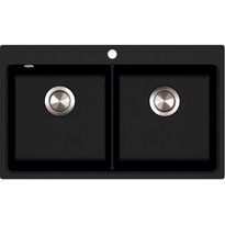 Keittiöallas Kiwi SQM200, 2-altainen, 860x510mm, kvartsikomposiitti, musta