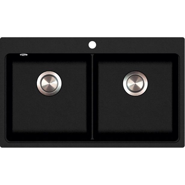 Keittiöallas Kiwi SQM200, 2-altainen, 860x510mm, kvartsikomposiitti, musta