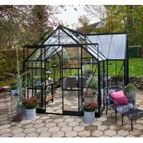 Kasvihuone Halls Garden Room, 12.9m², turvalaseilla, musta alumiinirunko