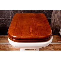 Soft close-istuin Kerasan Waldorf, kromi/tumma puu