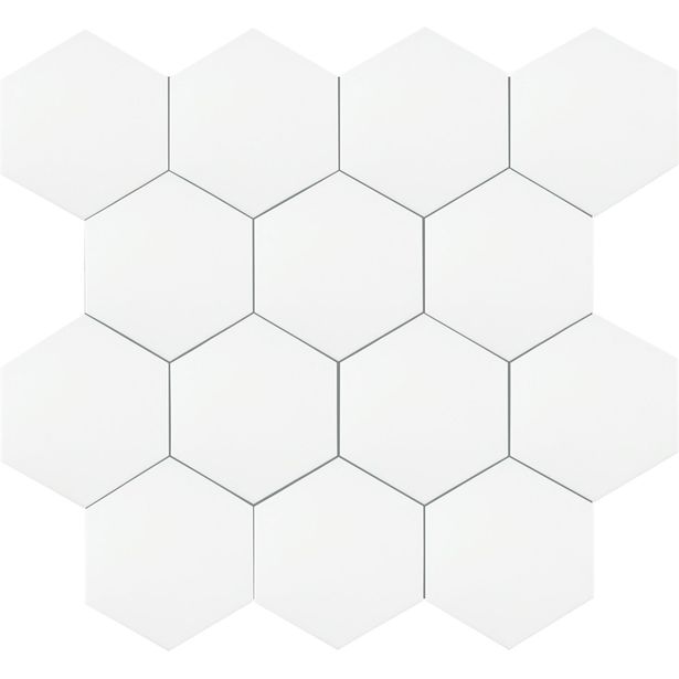 Lattialaatta Kymppi-Lattiat History Jugend Basic Hex White, himmeä, 250x250mm