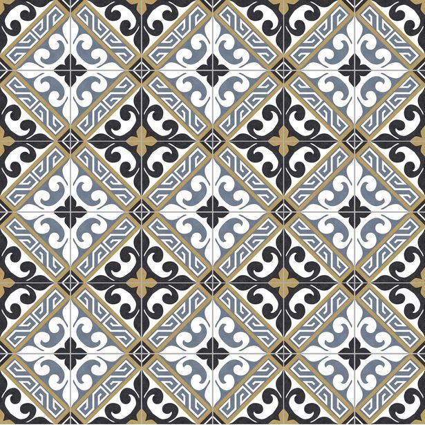 Kuviolaatta Kymppi-Lattiat History Jugend Genova Blue, himmeä, 250x250mm