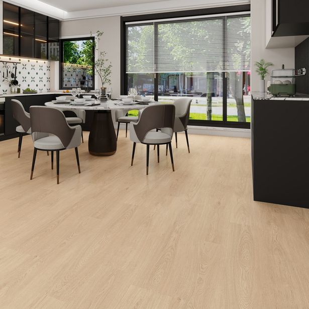 Kivikomposiittivinyylilankku DomusFlooring Untamon omenapuu, integroitu askeläänieriste