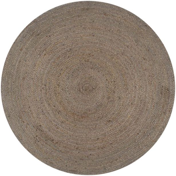 Käsintehty pyöreä juuttimatto 150 cm harmaa_1