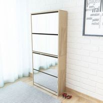Kenkäkaappi peileillä 4 kerrosta tammenvärinen 63x17x134 cm