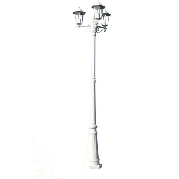 Kingston puutarhan valotolppa 3-lyhtyä 215 cm valkoinen_1