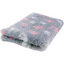Koiran makuualusta Foxy Fur harmaa, pinkki-valk. tassu, eri kokoja