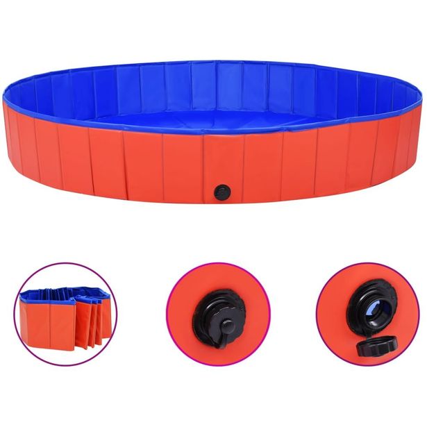Kokoontaitettava koiran uima allas punainen 200x30 cm PVC