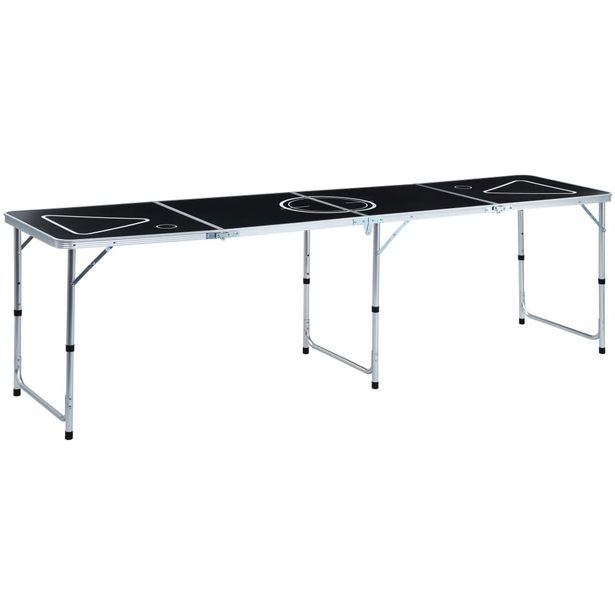 Kokoontaittuva beer pong pöytä 240 cm musta