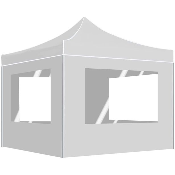 Kokoontaittuva juhlateltta seinillä alumiini 2x2 m valkoinen_1