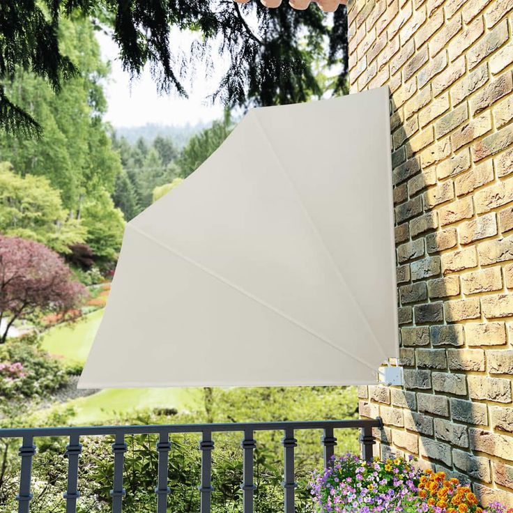 Kokoontaittuva parvekkeen sivumarkiisi kerma 140x140 cm_1