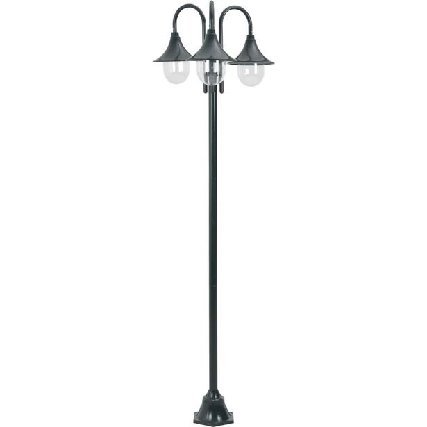 Kolmelyhtyinen pylväsvalaisin puutarhaan e27 220 cm vihreä_1