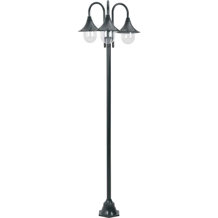 Kolmelyhtyinen pylväsvalaisin puutarhaan e27 220 cm vihreä_1