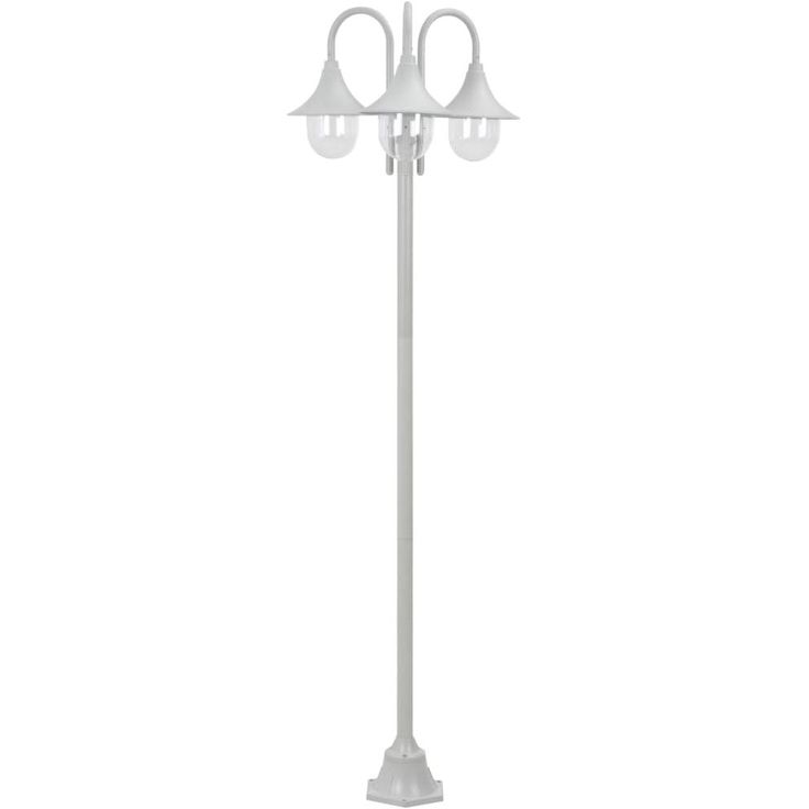 Kolmelyhtyinen pylväsvalaisin puutarhaan e27 220cm valkoinen_1