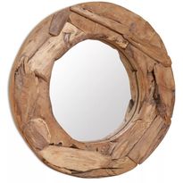 Koristeellinen peili pyöreä 60 cm tiikki