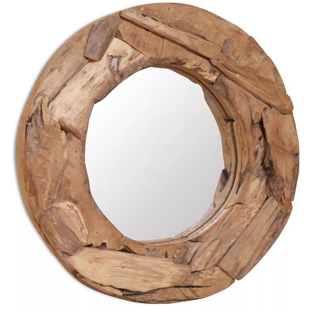 Koristeellinen peili pyöreä 60 cm tiikki_1