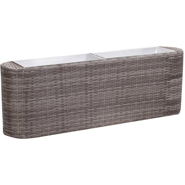 Korotettu kukkalaatikko 120x24x40 cm polyrottinki harmaa_1