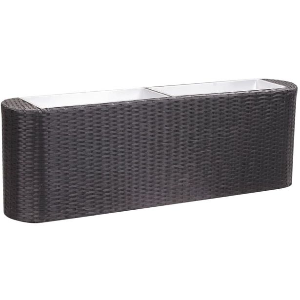 Korotettu kukkalaatikko 120x24x40 cm polyrottinki musta_1