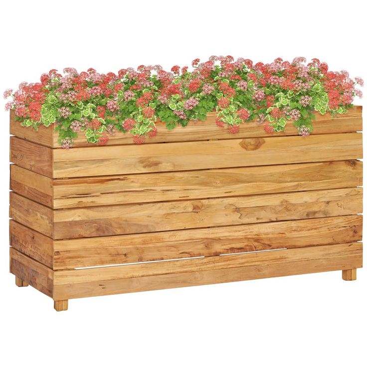 Kukkalaatikko 100x40x55 cm kierrätetty tiikki ja teräs_1