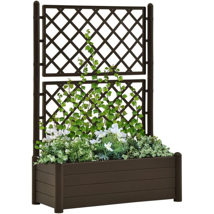 Kukkalaatikko säleiköllä 100x43x142 cm pp mokka_1