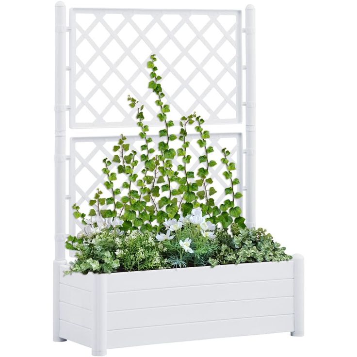 Kukkalaatikko säleiköllä 100x43x142 cm pp valkoinen_1
