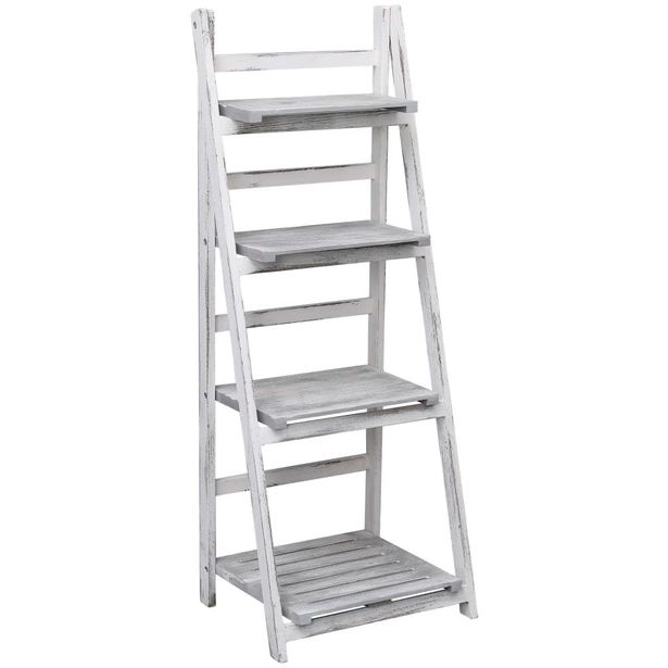 Kukkateline 4-kerroksinen harmaa 43x33x113 cm puu_1