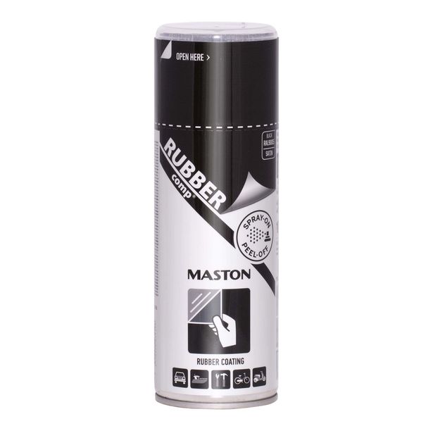 Kumimaalispray Maston RUBBERcomp Puolikiiltävä musta, 400ml