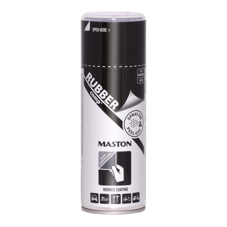 Kumimaalispray Maston RUBBERcomp Puolikiiltävä musta, 400ml