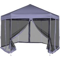 Kuusikulmainen pop-up juhlateltta 6 seinää sininen 3,6x3,1 m