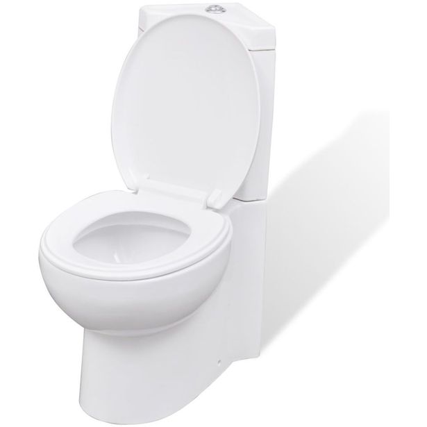 Kylpyhuoneen Nurkkaan Asennettava WC Keraaminen Valkoinen