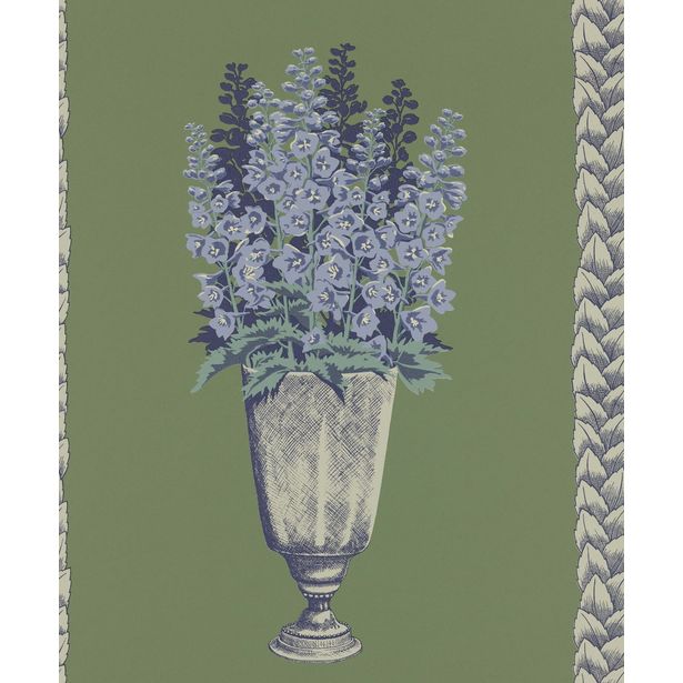 Tapetti Långelid/Von Brömssen Delphinium, vihreä