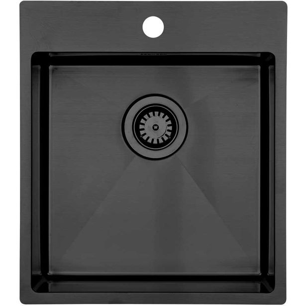 Keittiöallas Lavabo Kubus 440 Soft Shadow, 395x400mm, ruostumaton teräs PVD, musta kromi