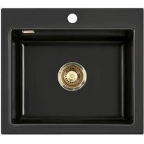 Keittiöallas Lavabo Mera 57, 575x510mm, keramiikka, mattamusta, eri pohjaventtiilin värejä