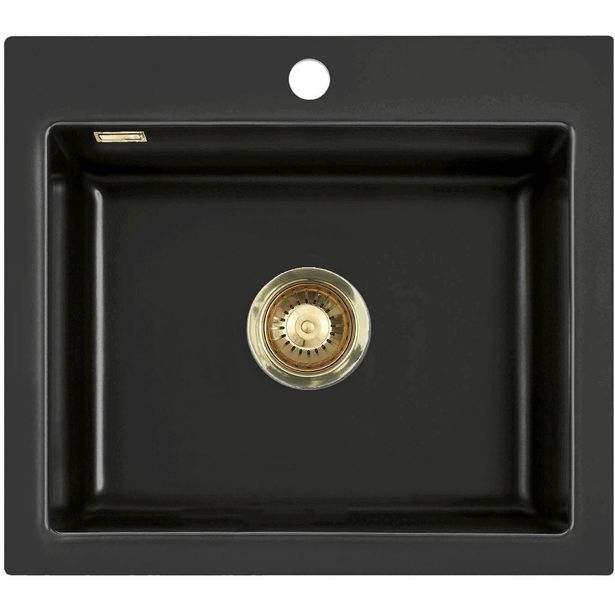 Keittiöallas Lavabo Mera 57, 575x510mm, keraaminen, mattamusta/messinki 