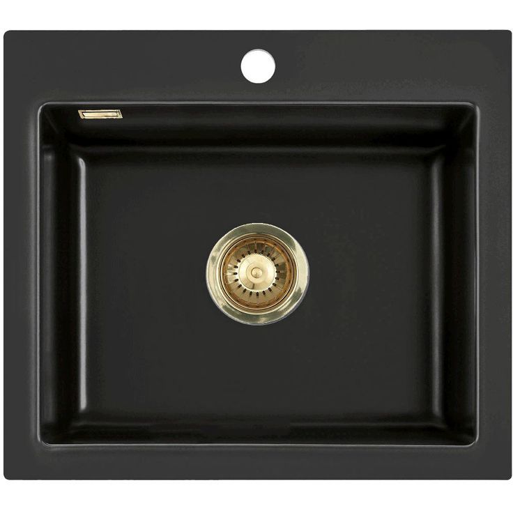 Keittiöallas Lavabo Mera 57, 575x510mm, keraaminen, mattamusta/messinki 