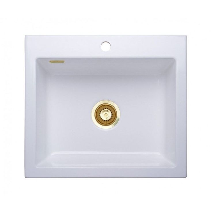 Keittiöallas Lavabo Mera 57, 575x510mm, keraaminen, valkoinen/messinki 