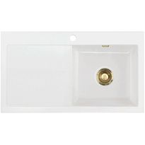 Keittiöallas Lavabo Mera 90, 900x510mm, oikea, keramiikka, valkoinen/messinki