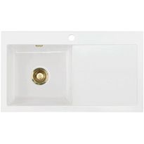 Keittiöallas Lavabo Mera 90, 900x510mm, vasen, keramiikka, valkoinen/messinki